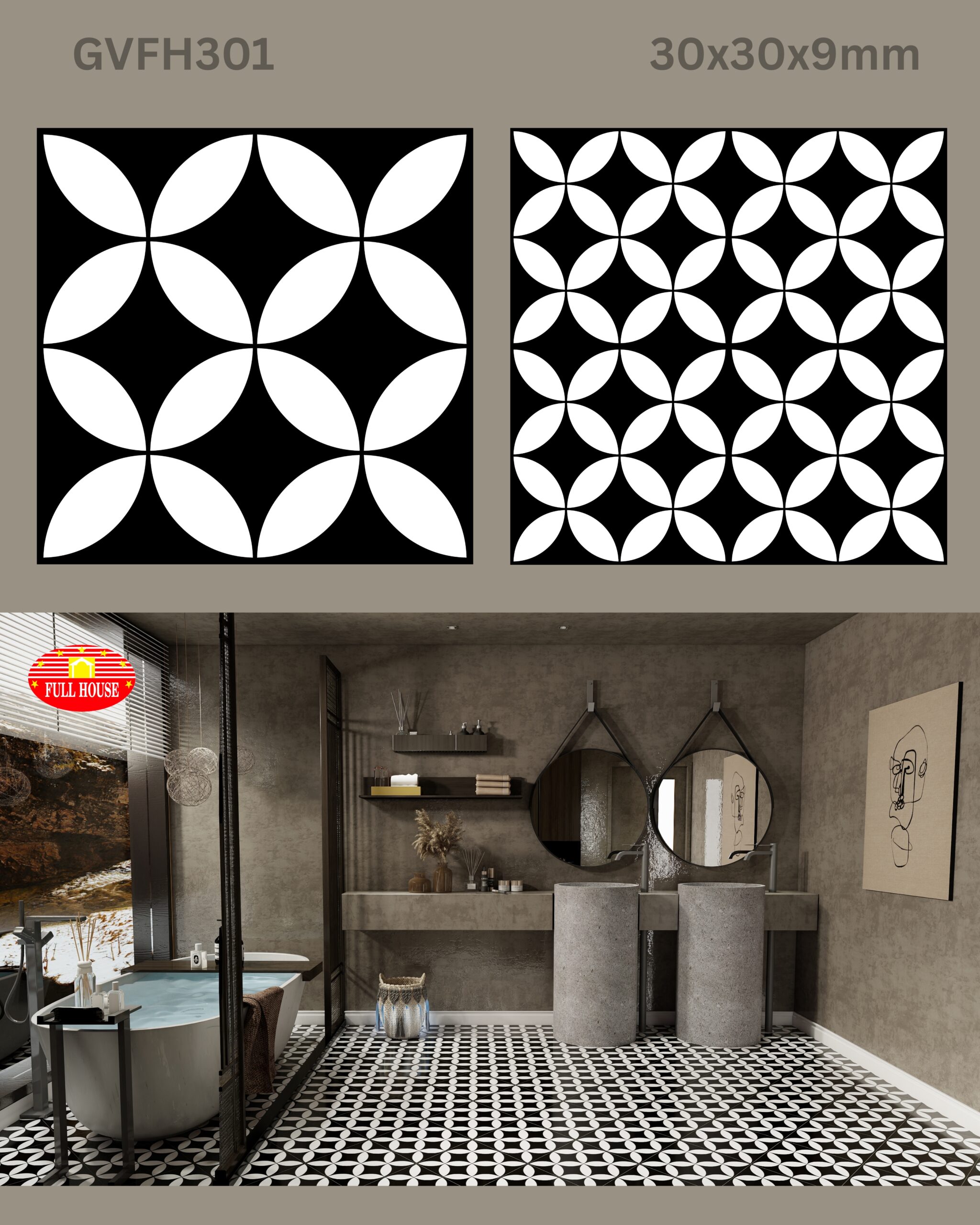 Bộ Sưu Tập Gạch Bông 30x30 Xương Đá Mờ